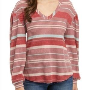 WONDERLY Waffle knit stripe top